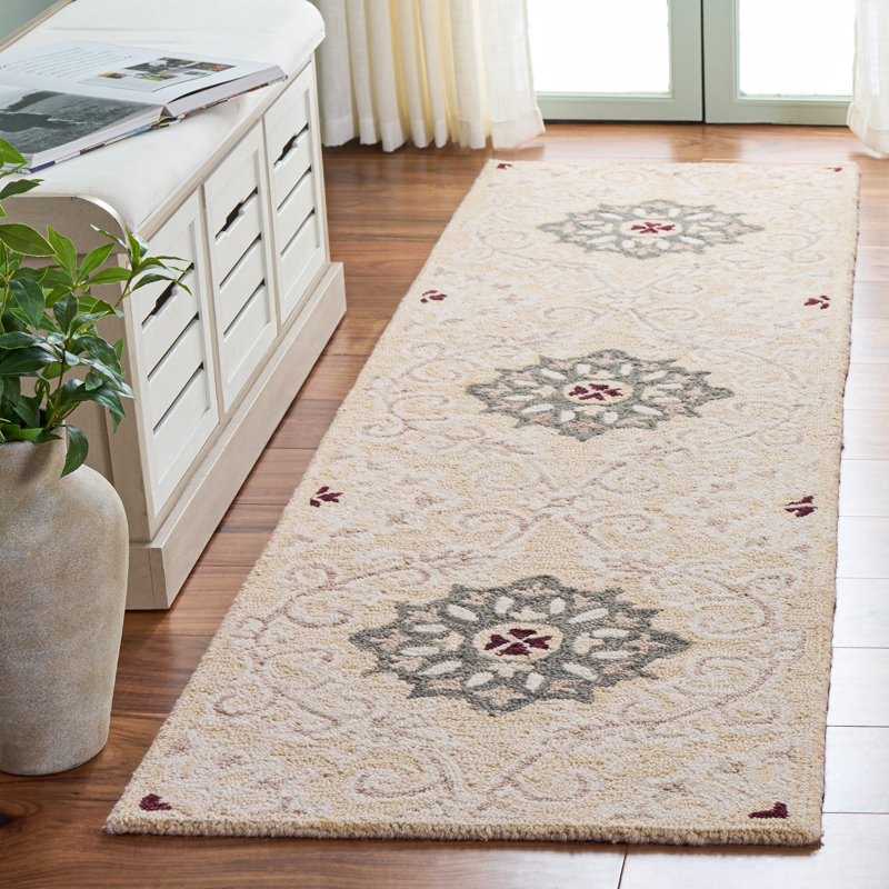 Metro 894 touffeté à la main 85% laine; Tapis damassé 15% coton, Tapis de couloir 2 pi 3 po x 8 pi