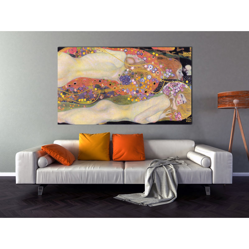 Water Serpents II (1907) par Gustav Klimt - Peinture, H 15 po x l 30 po x P 0,125 po, Papier