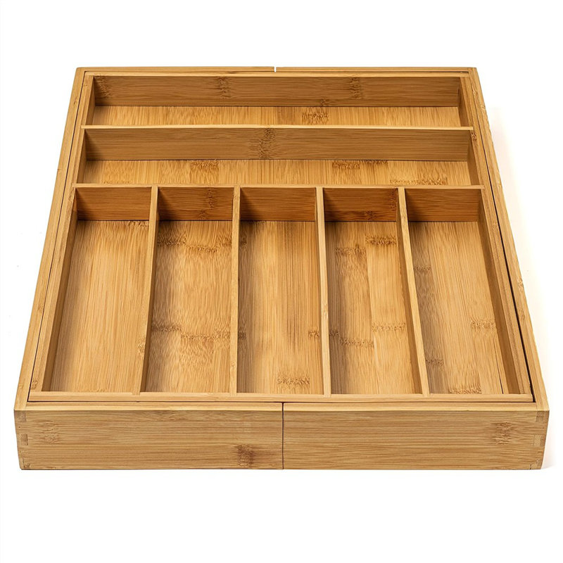 Bamboo Drawer Organizer - Expandable Silverware Organiz...