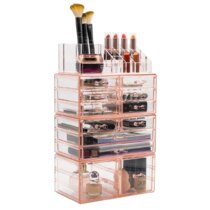  BOCONY Makeup Brush Organizer, Acrylic Clear Makeup Brush Holder  with 3 Slots, Makeup Organizer for Vanity Bathroom, Perfect Storage Brushes,  Pencils, Pens, and More : Beauty & Personal Care