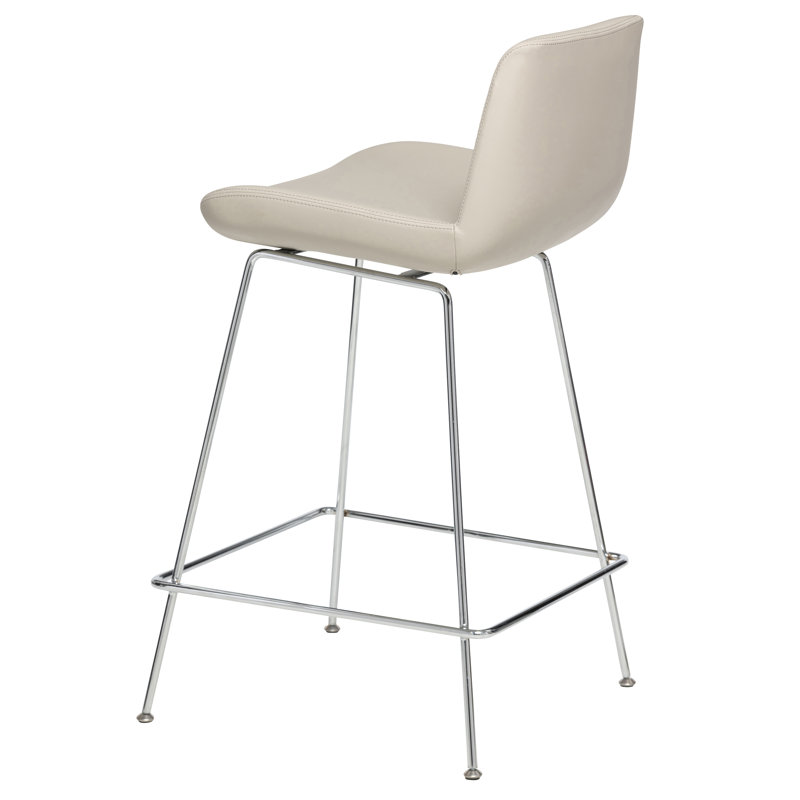 Tabouret de bar et de comptoir Jabreya, Tabouret de comptoir (siège d'une hauteur de 25 p, Chrome chrome, Os