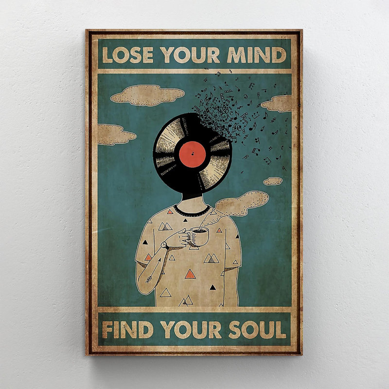 «The Lose Your Mind Find Your Soul» par The Vinyle, art textuel sur toile tendue, H 14 po x l 11 po x P 1,25 po