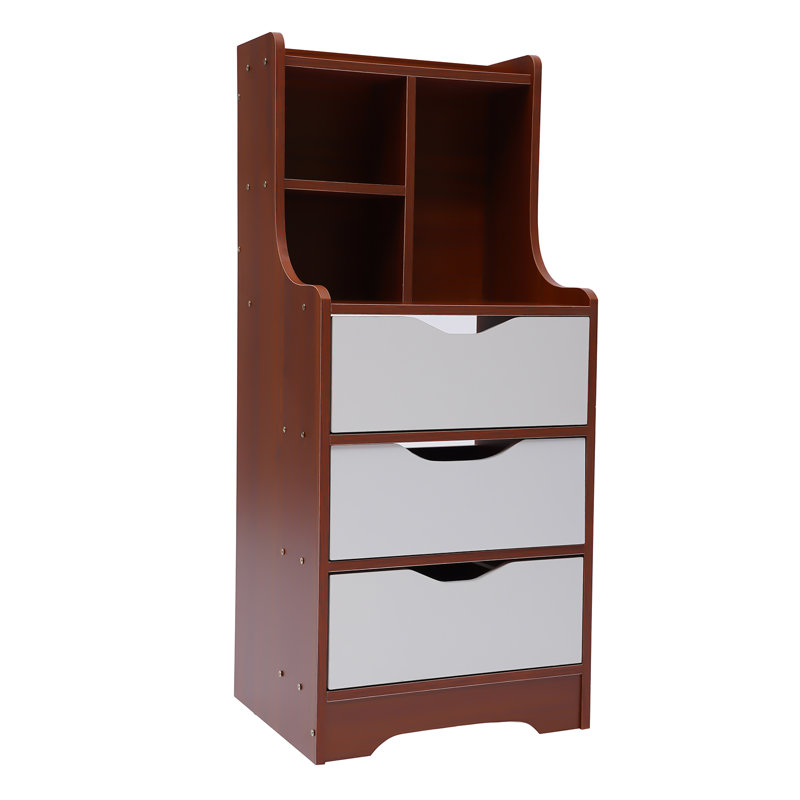 Table de chevet 3 tiroirs 33,46 po Asenet, Brun foncé