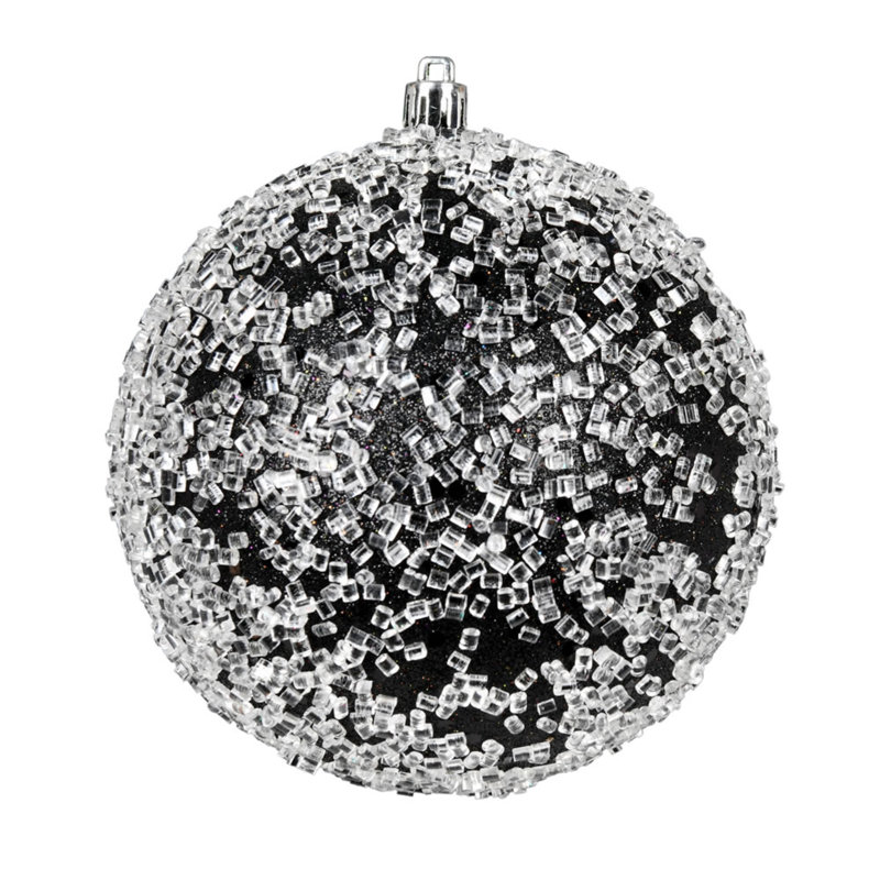 Ornement boule scintillante, Noir, H 8 po x l 8 po x P 8 po, 1