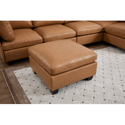 29.5"W Oversize Square Leather Ottoman