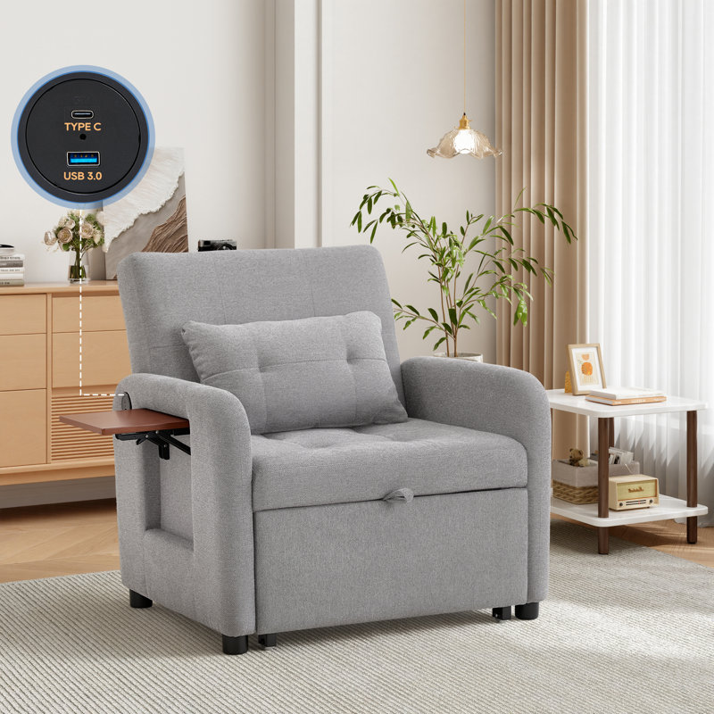 Upholstered Accent Chair, Light Gray