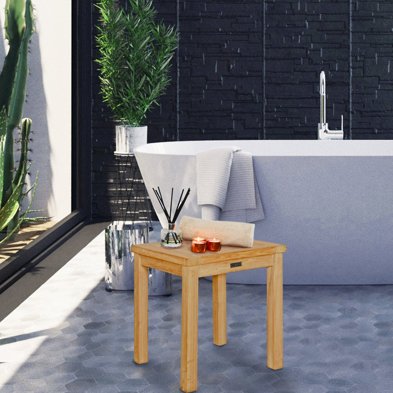 16'' W Wood Shower Bench
