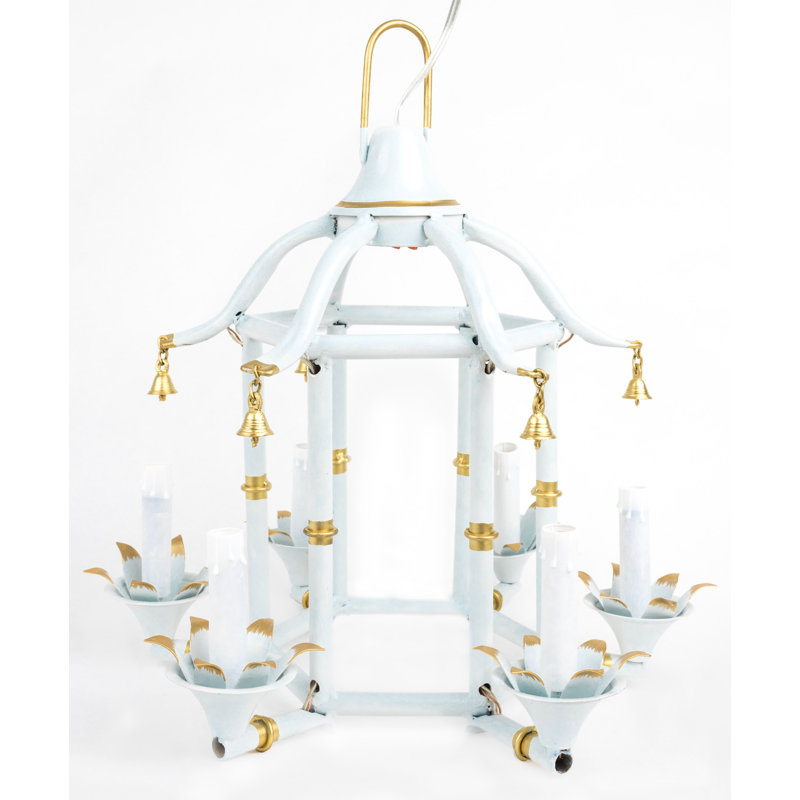 4 - Light Lantern Empire Chandelier, Pale Blue