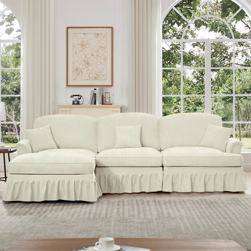 Ensemble de canapé modulaire polyvalent en chenille de style Mid-Century pour le salon