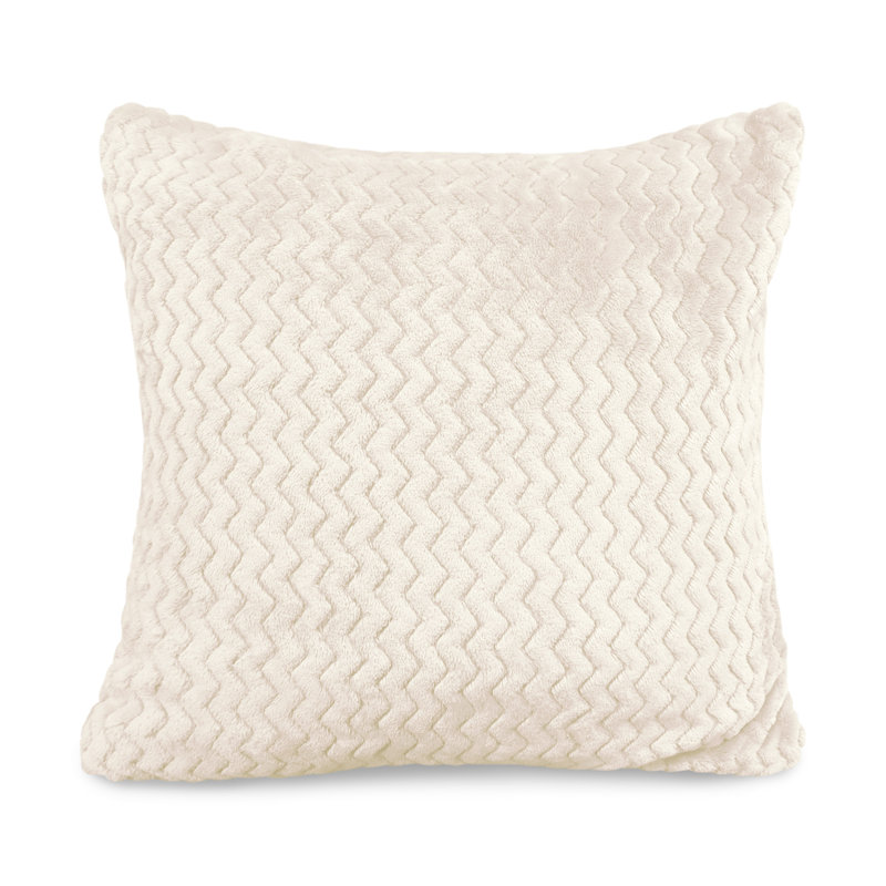 Moneeba Snug Soft Chevron Patterned Mink Moda Plush Cushion, 43cm x 43cm, Cream