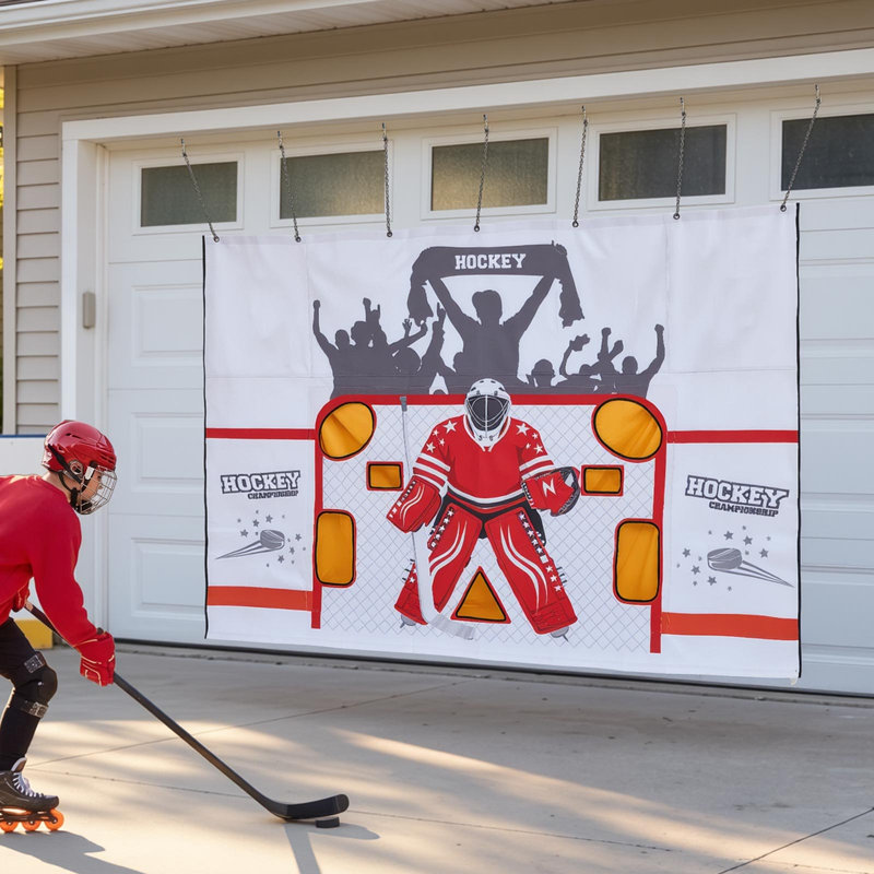 Bâche de tir de hockey, cible de pratique de tir de hockey sur glace, filet de qualité supérieure résistant aux déchirures avec 7 trous, remplacement facile du filet de hockey, équipement d'entraînement pour la précision du tir