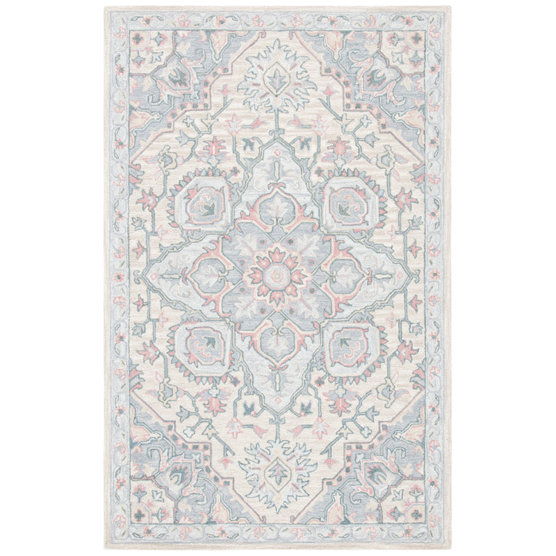 Fallbrook Hand Tufted Wool/Cotton/Latex Oriental Rug in Beige/Blue, Rectangle 5' x 8'