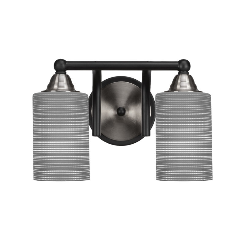 Michell 2-Light Bath Bar, Gray, Matte Black/Brushed Nickel