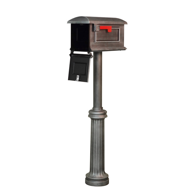 Aluminum Post Mounted Mailbox, Swedish Silver