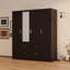 Armoire-penderie moderne autoportante de 63 po de largeur avec miroir, 4 portes et 2 tiroirs, tablettes fixes-45630866