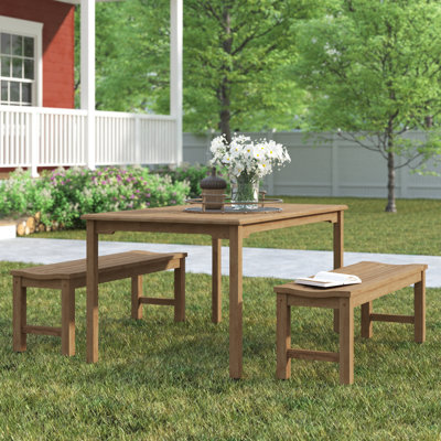 Anautica 4 - Person Teak Patio Dining Set with Rectangular Table