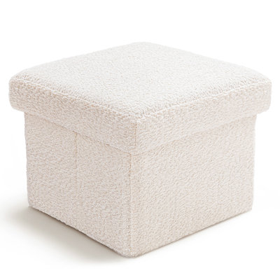 16" Wide Cube White Storage Ottoman