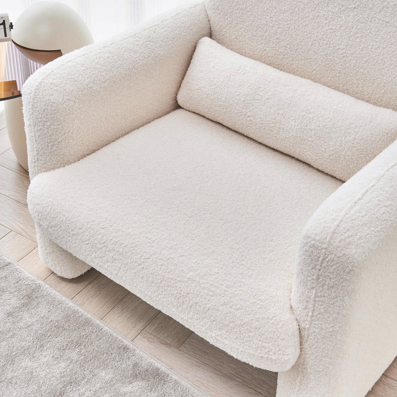 Canapé simple 33,86 po et coussin décoratif, structure en bois massif, capacité de 300 lb pour les petits espaces