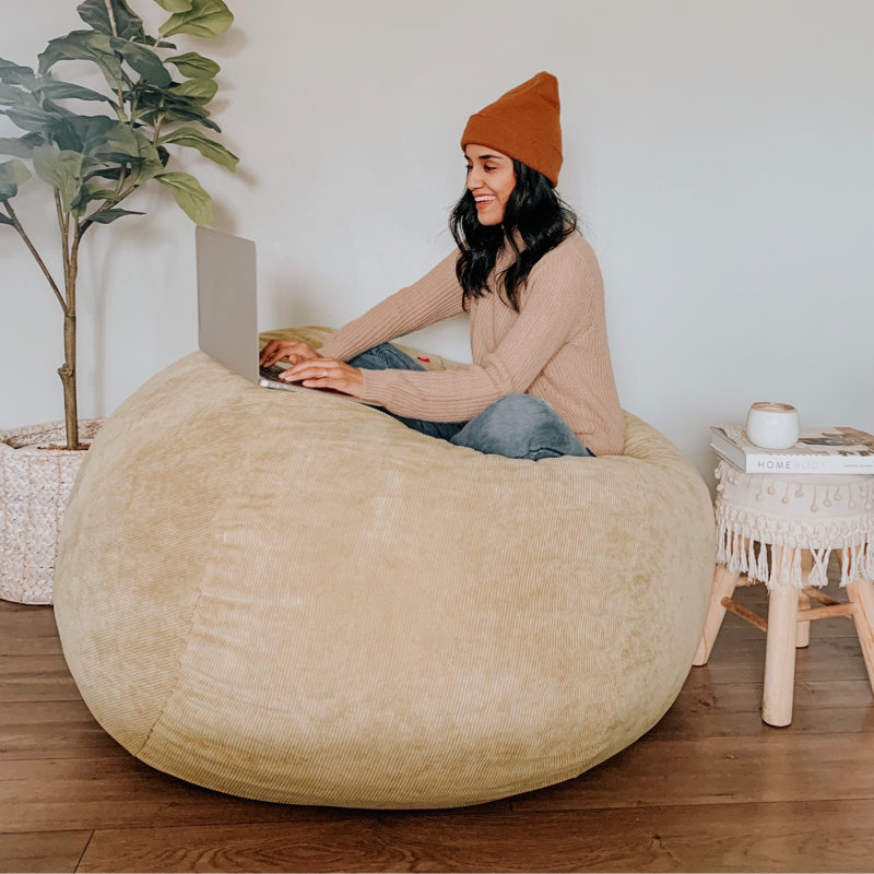 CordaRoy's Corduroy Convertible Bean Bag Chair, Small (Full), Khaki Corduroy