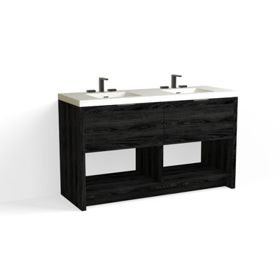 Vista 60" W Freestanding Double Bathroom Vanity