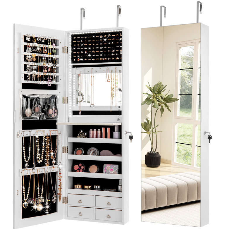 Adalbern Solid Wood Jewelry Armoire, Black