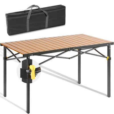 Grande table de camping pliable pour 4 à 6 personnes avec table roulante en aluminium et sac de transport pour l'extérieur, robuste, stable, pouvant supporter 220 lb