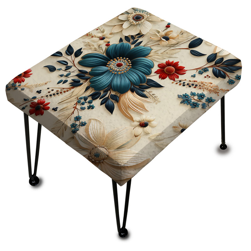 Gerbera Daisy Elegance Boho Pattern - Floral Rectangle Ottoman