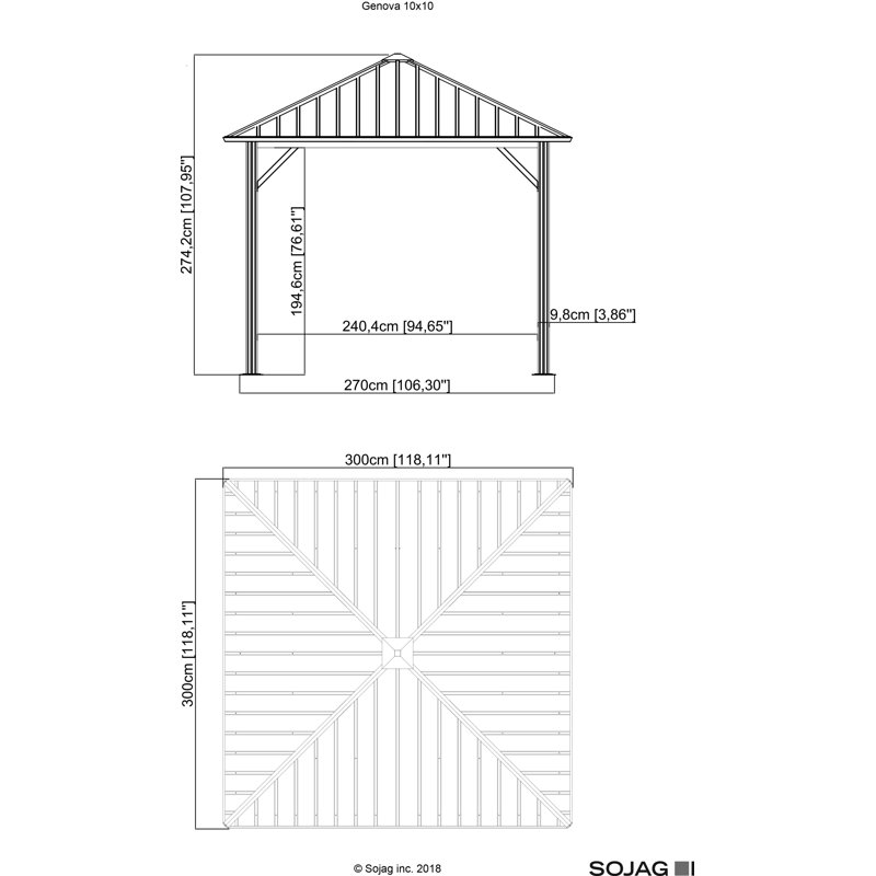 Genova 10 ft x 10 ft Brown Steel Roof Gazebo