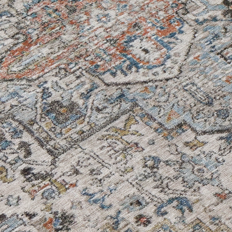 Machine Washable Indoor/Outdoor Xhevrie Ivory Rug, Rectangle 8' x 10'