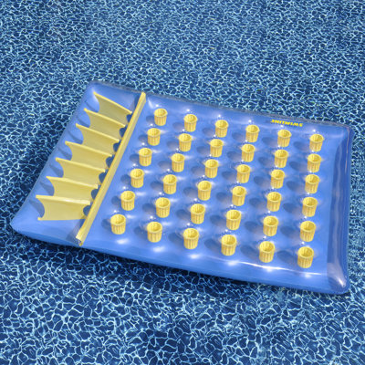 Matelas gonflable double pour piscine 36 poches - 78 po - Bleu et jaune