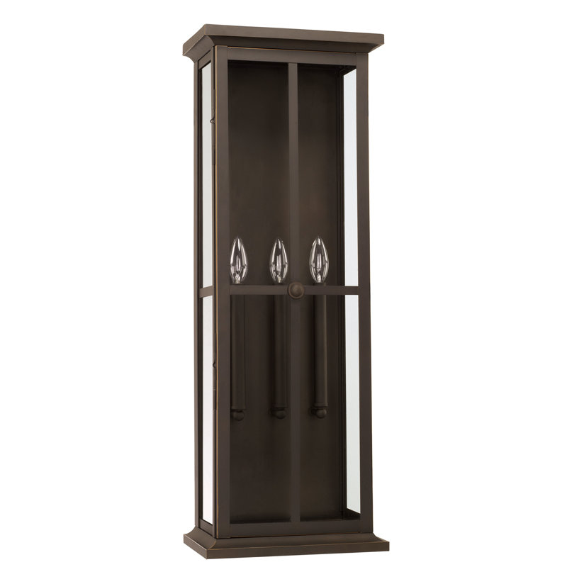 Lanterne murale d’extérieur 3 lumières Hemsworth, 32" H x 11,5" L x 7" P, Noir