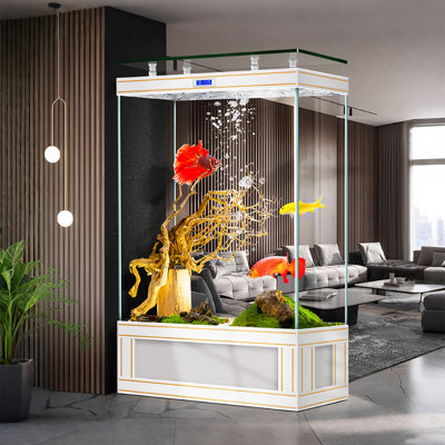 Luxury Large-Scale Gold-Inlaid Edge Art Aquarium