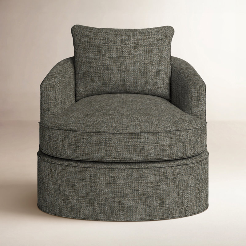 Mills Upholstered Swivel Barrel Chair, Nomad Beige Crypton®
