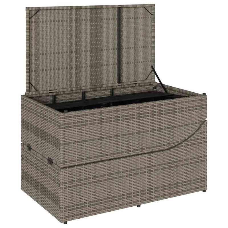 Chaise longue pliante avec coussin et rangement en rotin de polyester, Gris, Marine