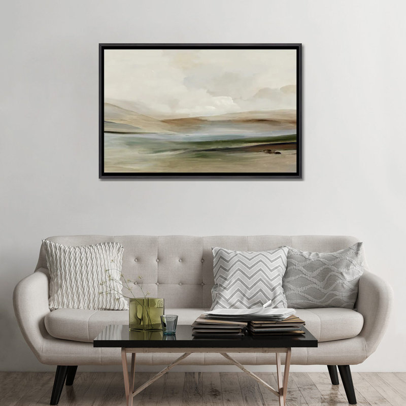 Echoes of Solitude - Wall Art Print - Framed Canvas, 32" H x 48" W, Distressed Black