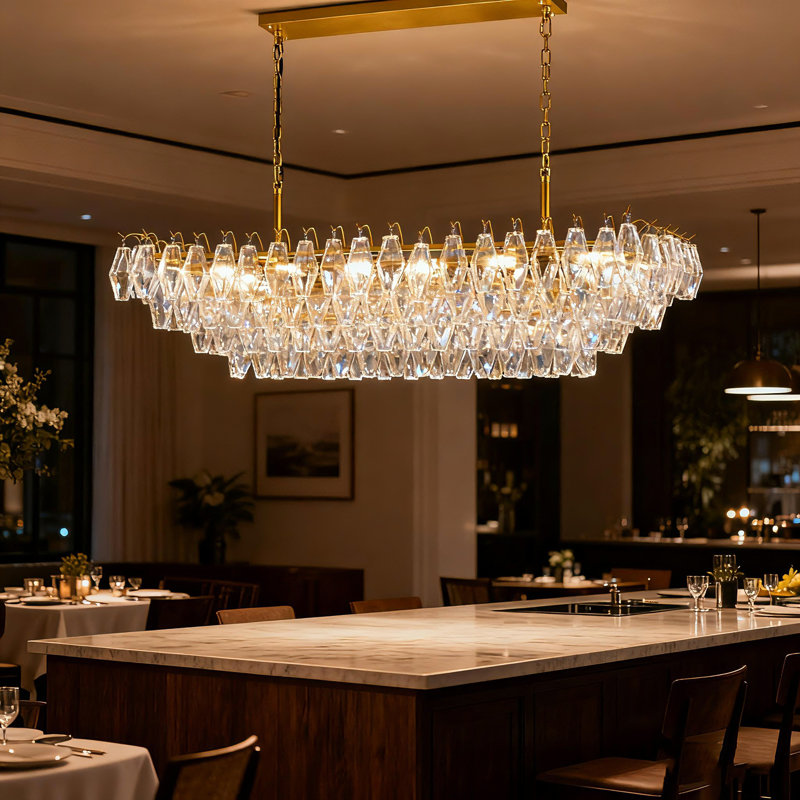 Lustre moderne en cristal avec accents en laiton Modern Transform