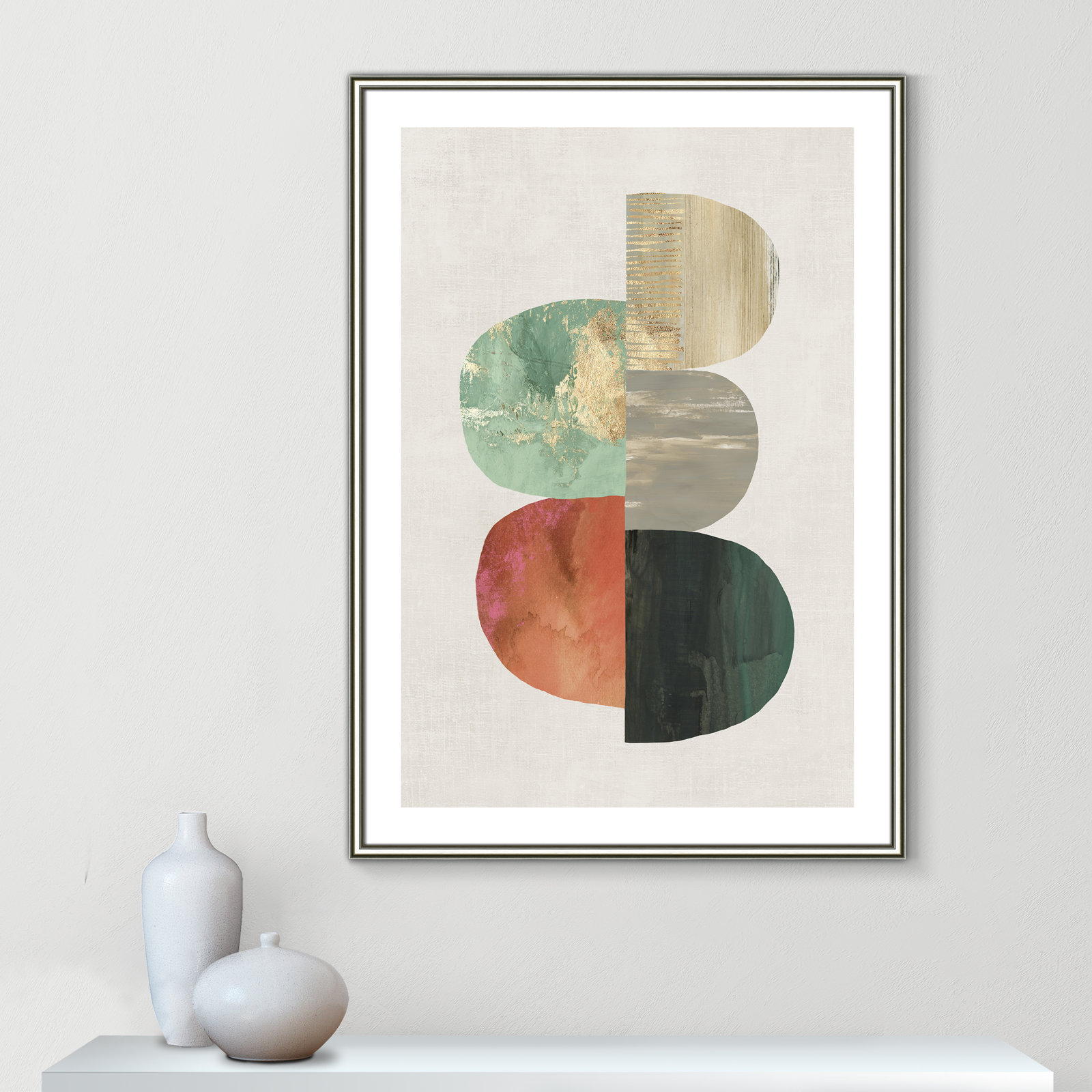 Evolving Energy I - Painting Print, Picture Framed Paper, 41.5" H x 29.5" W, Silver