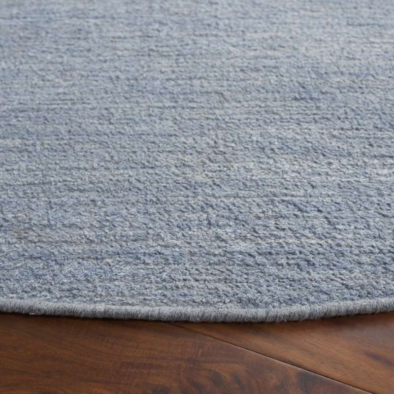 Tapis bleu en coton recyclé et viscose Elyh, Rond 6 pi
