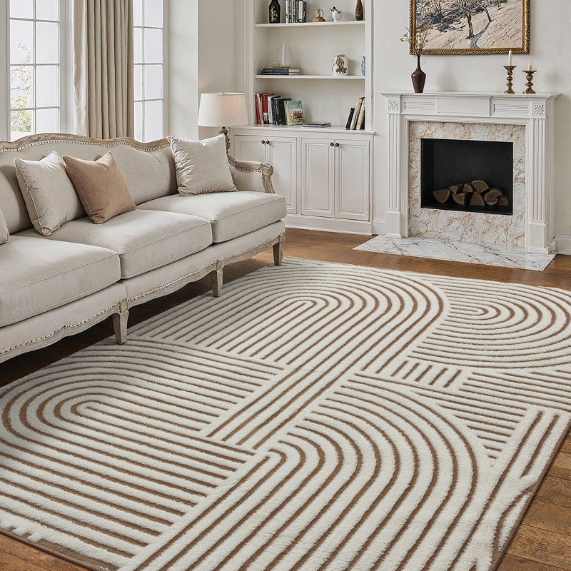 Rove Modern Geometric Area Rug for Living Room, Rectangle 8' x 10', Beige