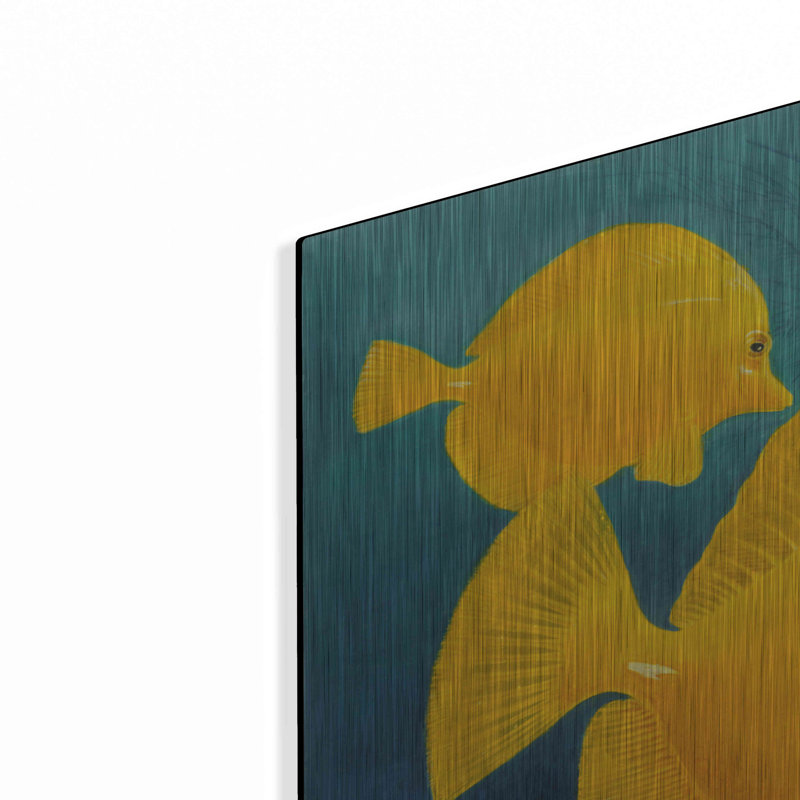 Art mural en métal Beachcrest Home ™ «Yellow Tangs» par Durwood Coffey, H 24 po x l 36 po