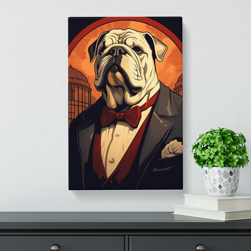 British Bulldog Art Deco Art - Print, 76cm H x 50cm W x 3cm D