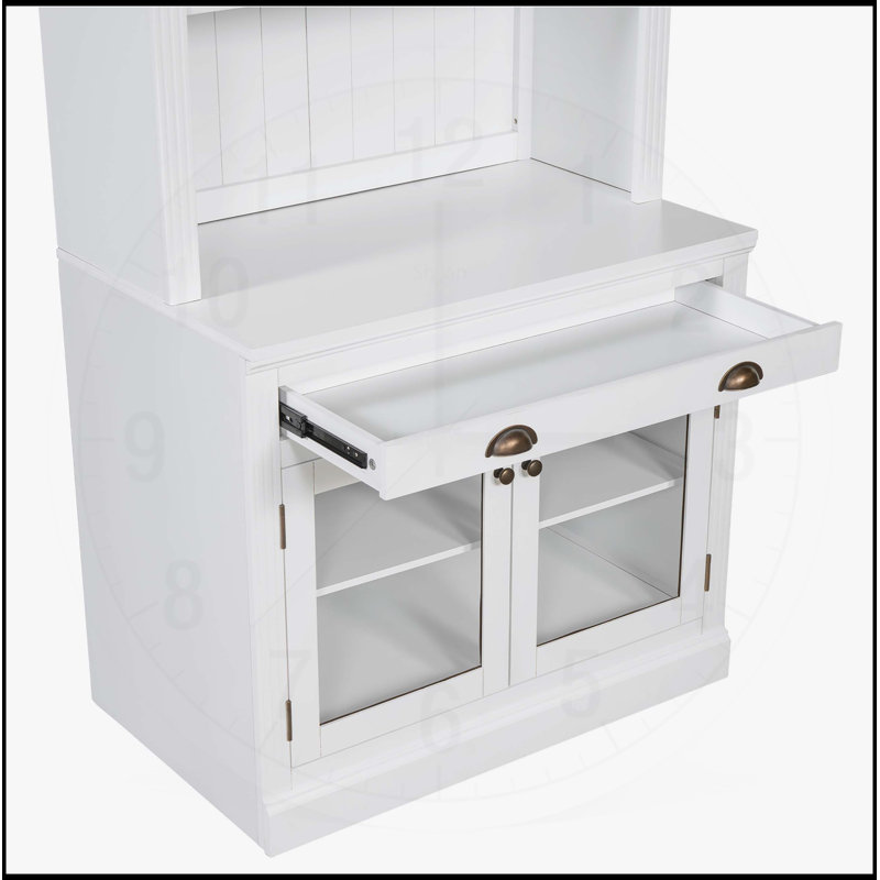 83.4 Inch Tall Modern White Bookshelf with LED Lighting, 2 Glass Doors, 1 Drawer, and Adjustable Shelves for Versatile Storage