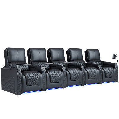 Zero Gravity Home Theater Seating Top Grain Leather Recliner Sofa Power Headrest Footrest Black -  Orren Ellis, 2E46C53E851D4B0583636D9E9FD3BB2A