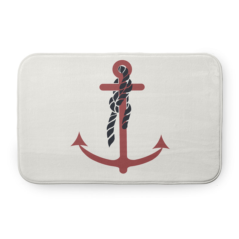 Tapis de bain Nautical Nights, L 17 po x L 24 po, Rouge