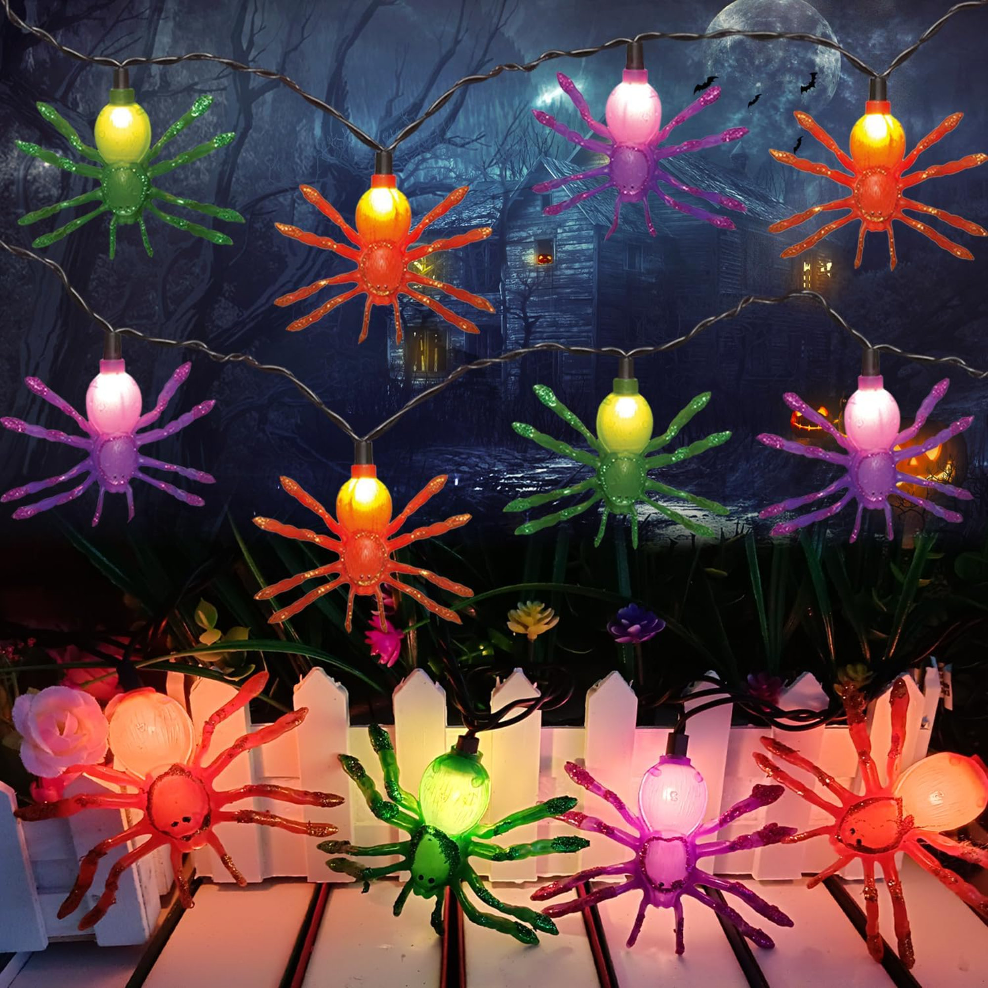 The Holiday Aisle® Halloween Spider String Lights Rope Lights | Wayfair