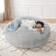 Oversized Large Round 5 Foot Giant Foam Filled Faux Rabbit Fur Bean Bag Sofa with Soft Removeable Cover-1813157739