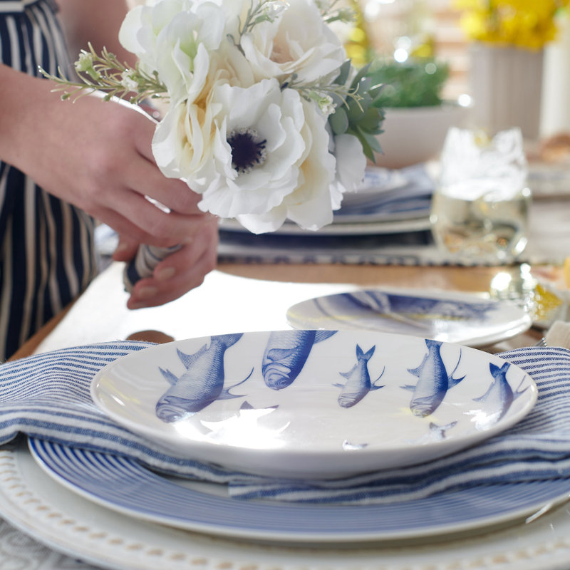 School Of Fish Porcelain Salad/Dessert Plate