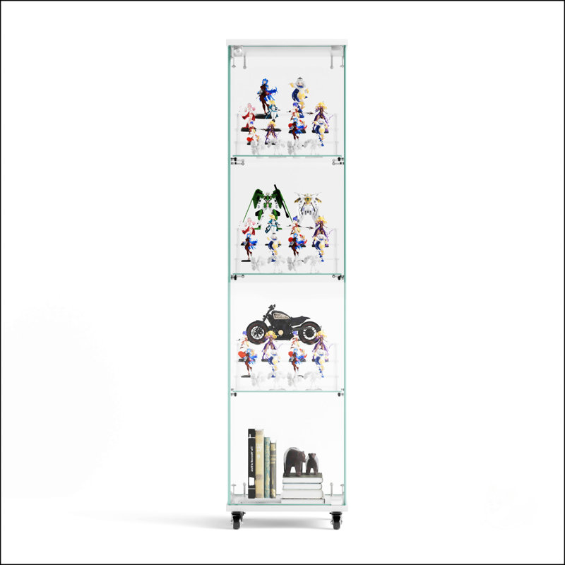 4 Tier Glass Display Cabinet, White