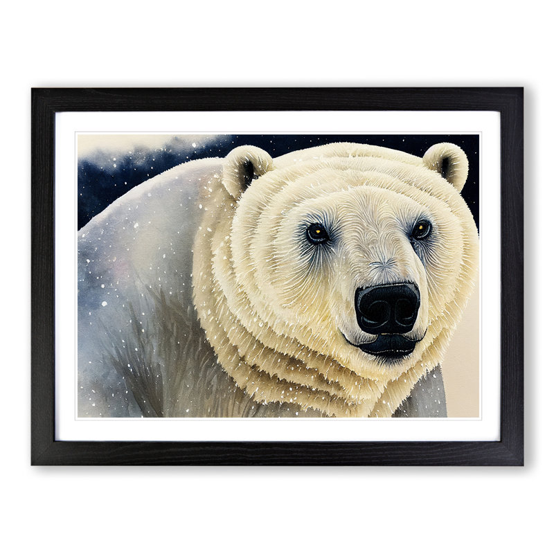 Extraordinary Polar Bear - Single Picture Frame Print, Black Framed, 34cm H x 46cm W x 2cm D