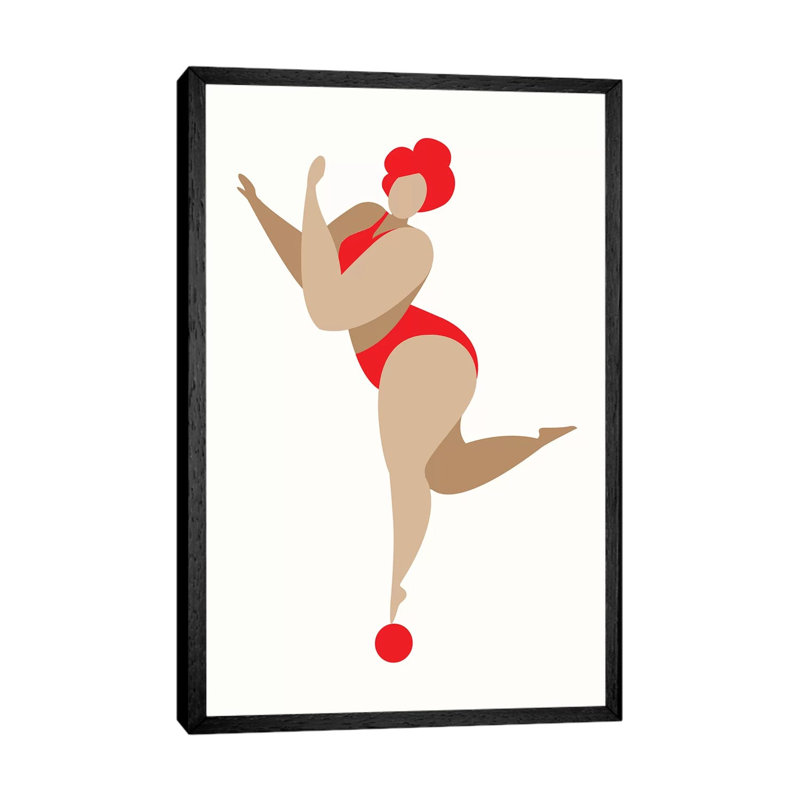 Dancing Queen - Red by Kubistika - Print on Canvas, 101.6cm H x 66.04cm W x 3.81cm D, Black Floater Framed